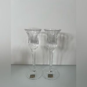 2 Mikasa Crystal Icicles 8-inch Taper Candlestick Holders Made in Germany